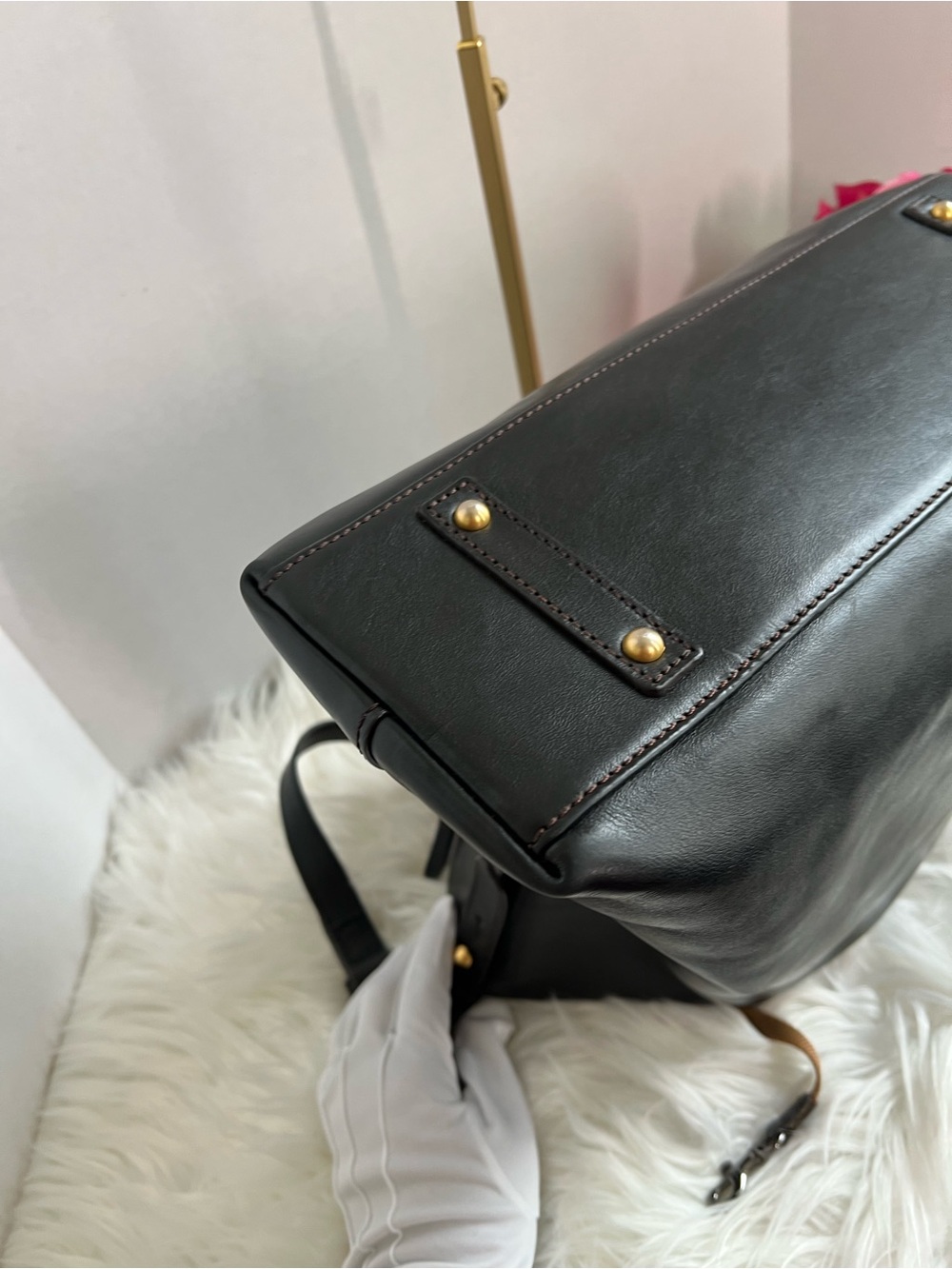 Dooney & Bourke Florentine Black Leather Copper Shoulder Bag - Picture 6 of 14